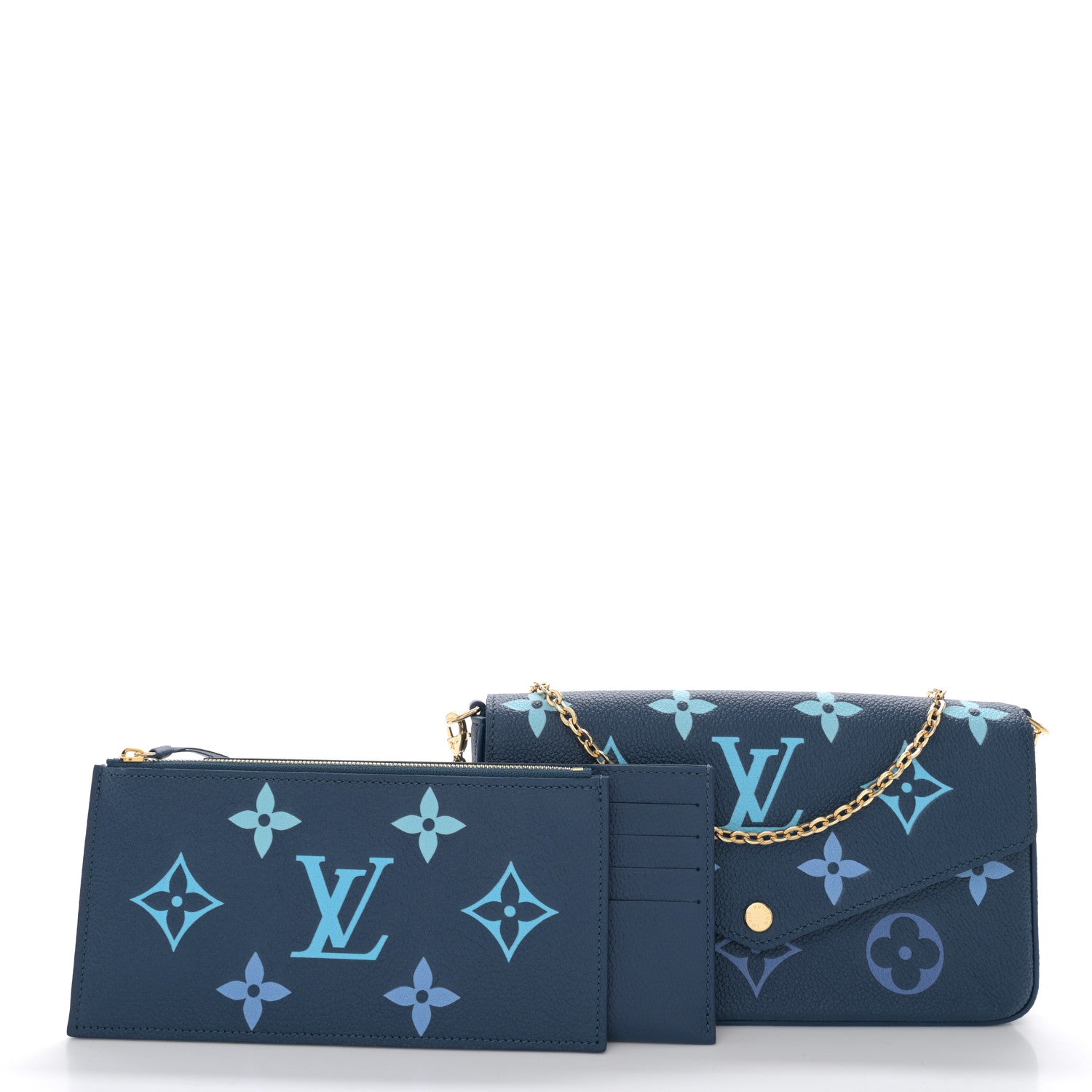 Louis Vuitton Empreinte Monogram Giant Felicie Pochette Chain Wallet Gradient Blue 3 of 10
