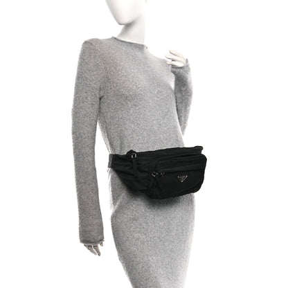 Prada Tessuto Nylon Double Pocket Belt Bag Black 2 of 10
