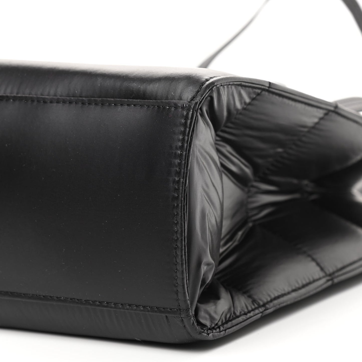 Nylon Medium Puff Shopping Bag Black