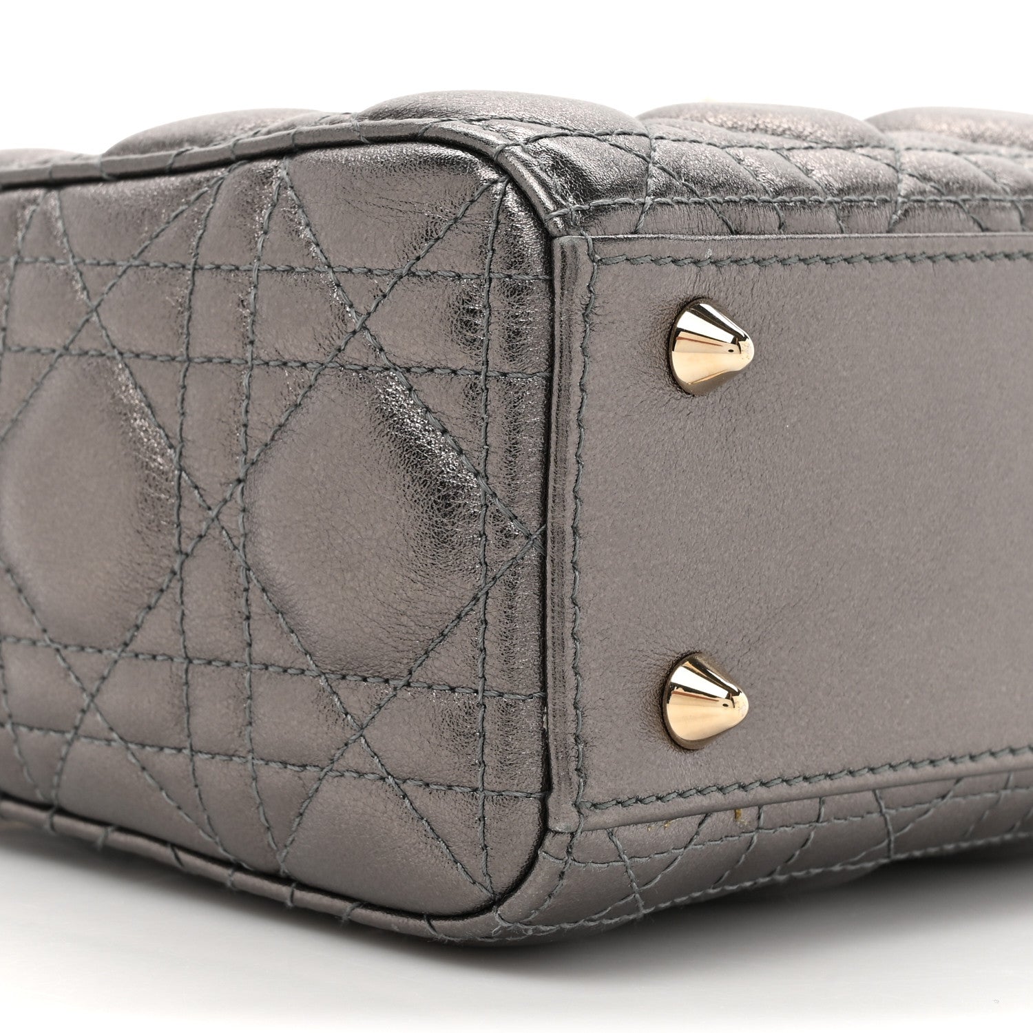Christian Dior Lambskin Cannage Small My ABCDior Lady Dior Metallic Grey 10 of 11