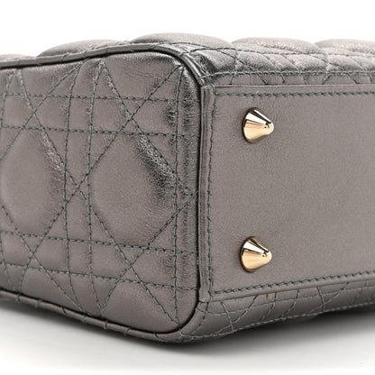 Christian Dior Lambskin Cannage Small My ABCDior Lady Dior Metallic Grey 10 of 11