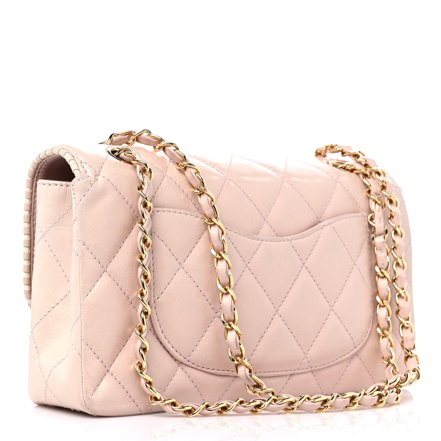 Lambskin Quilted Medium Single Flap Light Pink