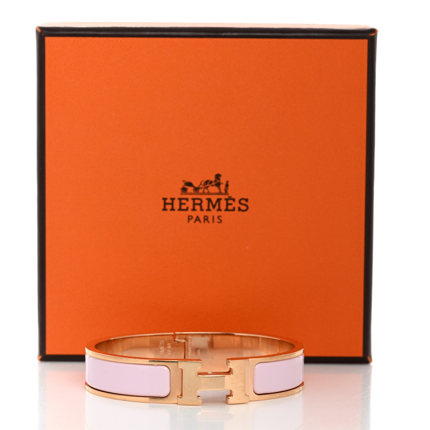 Enamel Narrow Clic Clac H Bracelet PM Rose Candeur