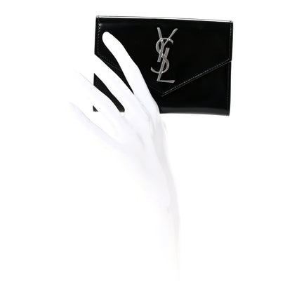 Saint Laurent Patent Calfskin Small Monogram Envelope Wallet Black 2 of 7