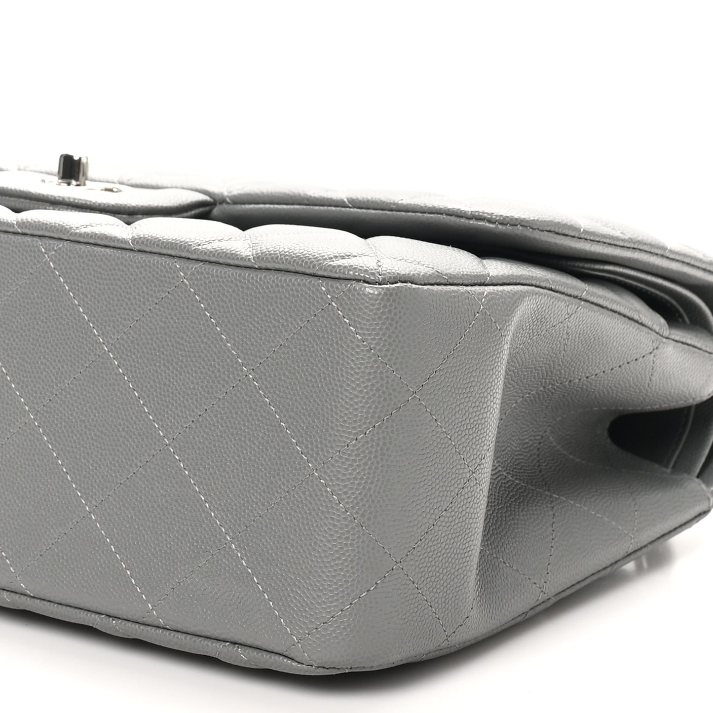 Caviar Quilted Jumbo Double Flap Dark Grey