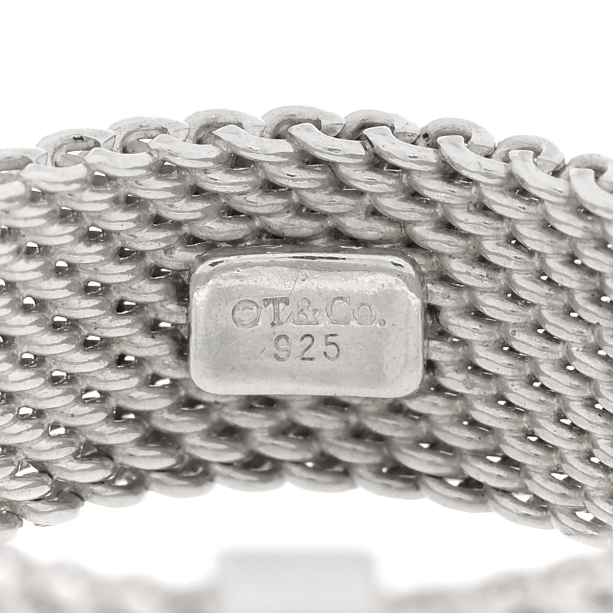Tiffany Sterling Silver Diamond Somerset Mesh Ring 49 4.75 4 of 4