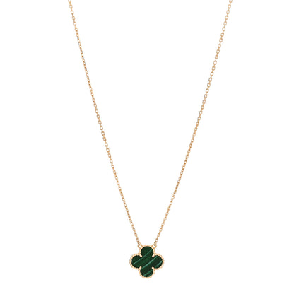 Van Cleef & Arpels 18K Yellow Gold Malachite Vintage Alhambra Pendant Necklace 1 of 6