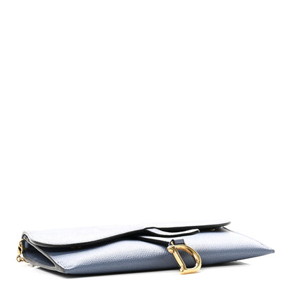 Christian Dior Grained Calfskin Saddle Chain Wallet Pouch Denim Blue 5 of 11