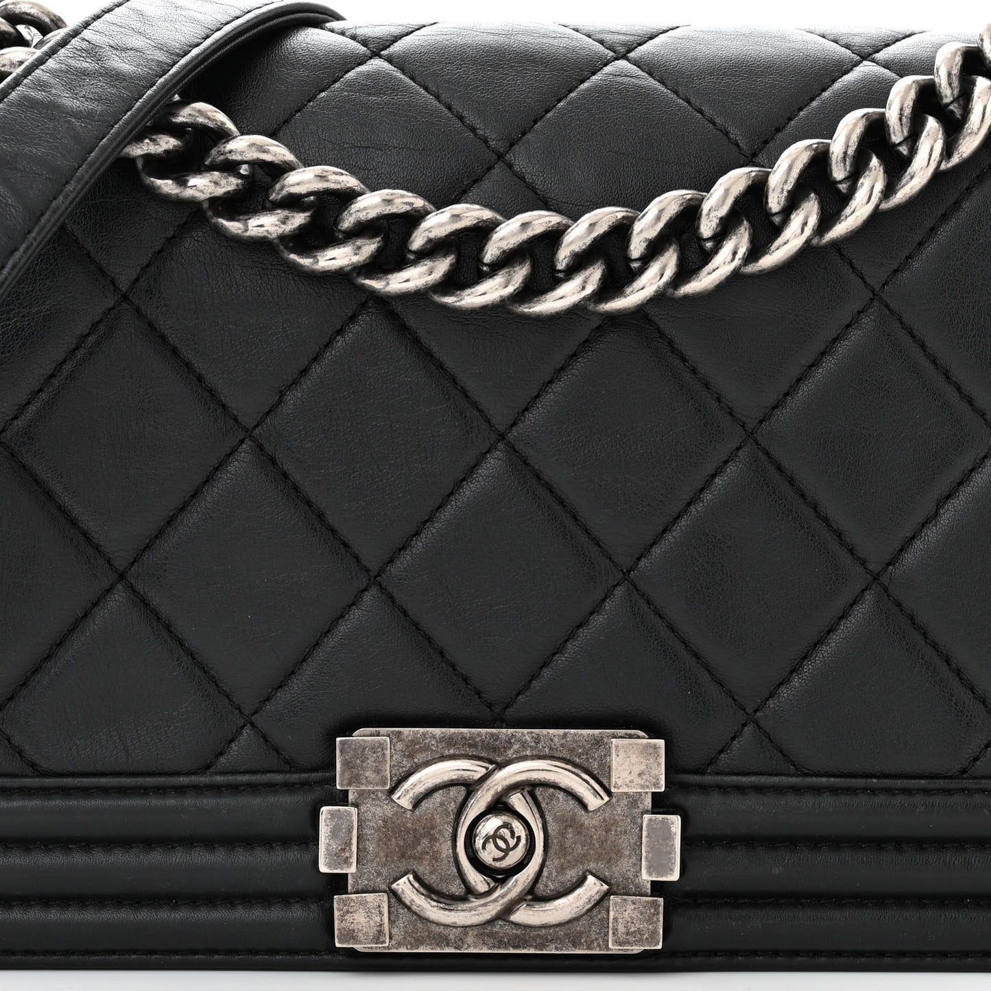 Calfskin Quilted Medium Boy Flap Black