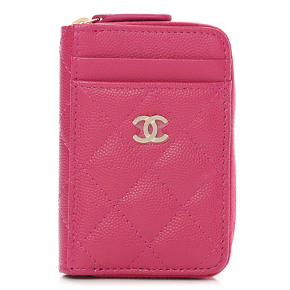 Chanel Caviar Quilted Zip Card Holder Fuchsia 1 of 7