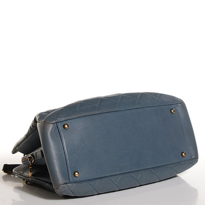 Chanel Calfskin Quilted Small CC Crown Tote Blue 4 of 7