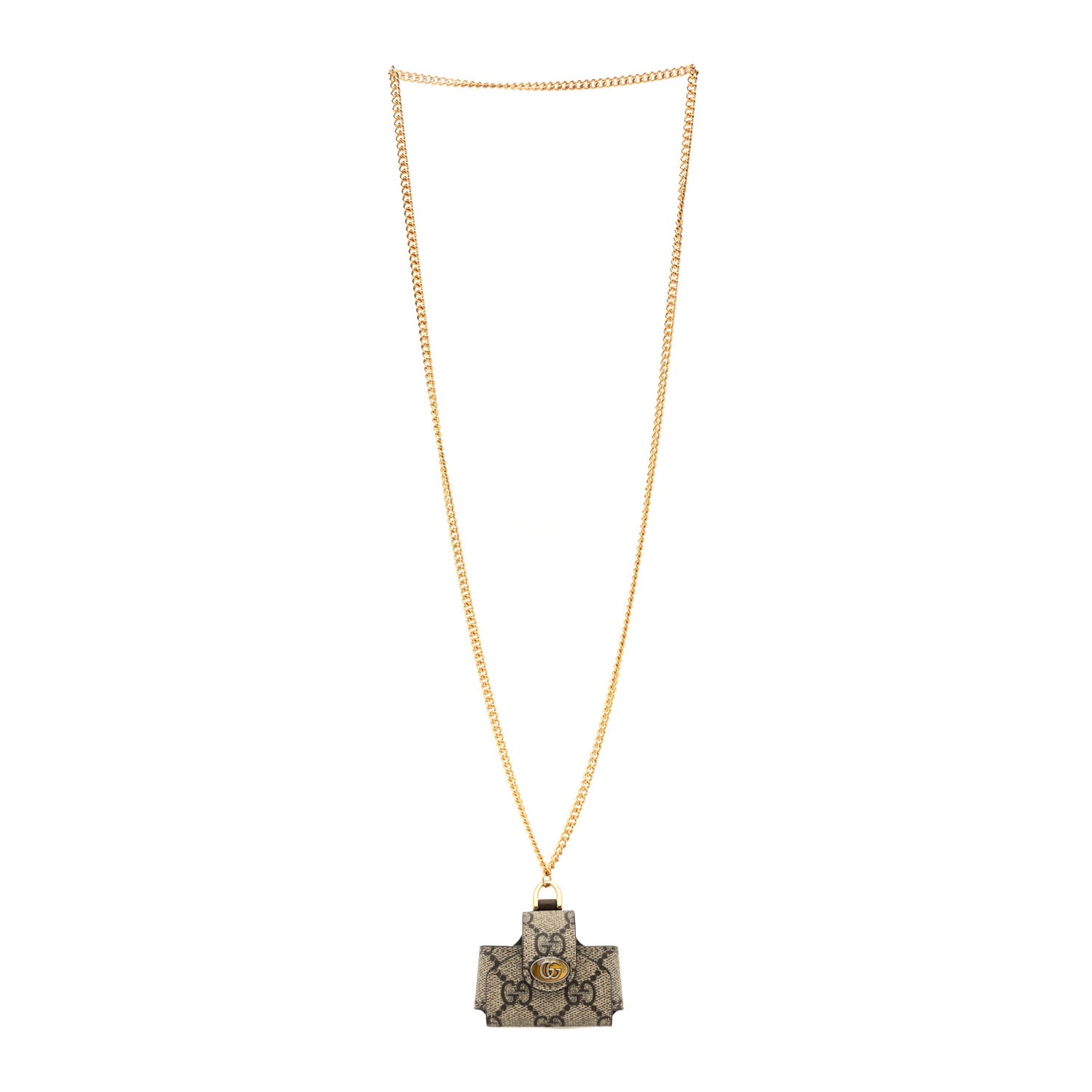 GG Supreme Monogram AirPods Case Necklace Beige Ebony