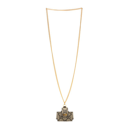 Gucci GG Supreme Monogram AirPods Case Necklace Beige Ebony 3 of 5