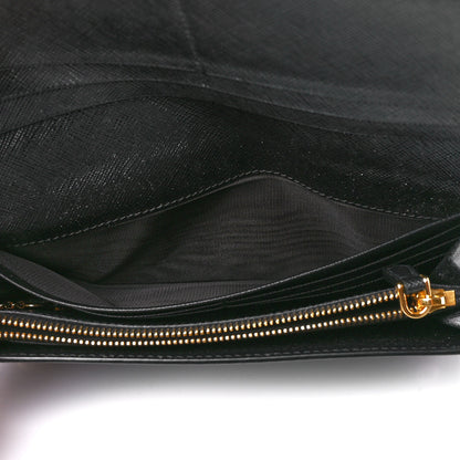 Prada Saffiano Metal Continental Flap Wallet Black 7 of 14