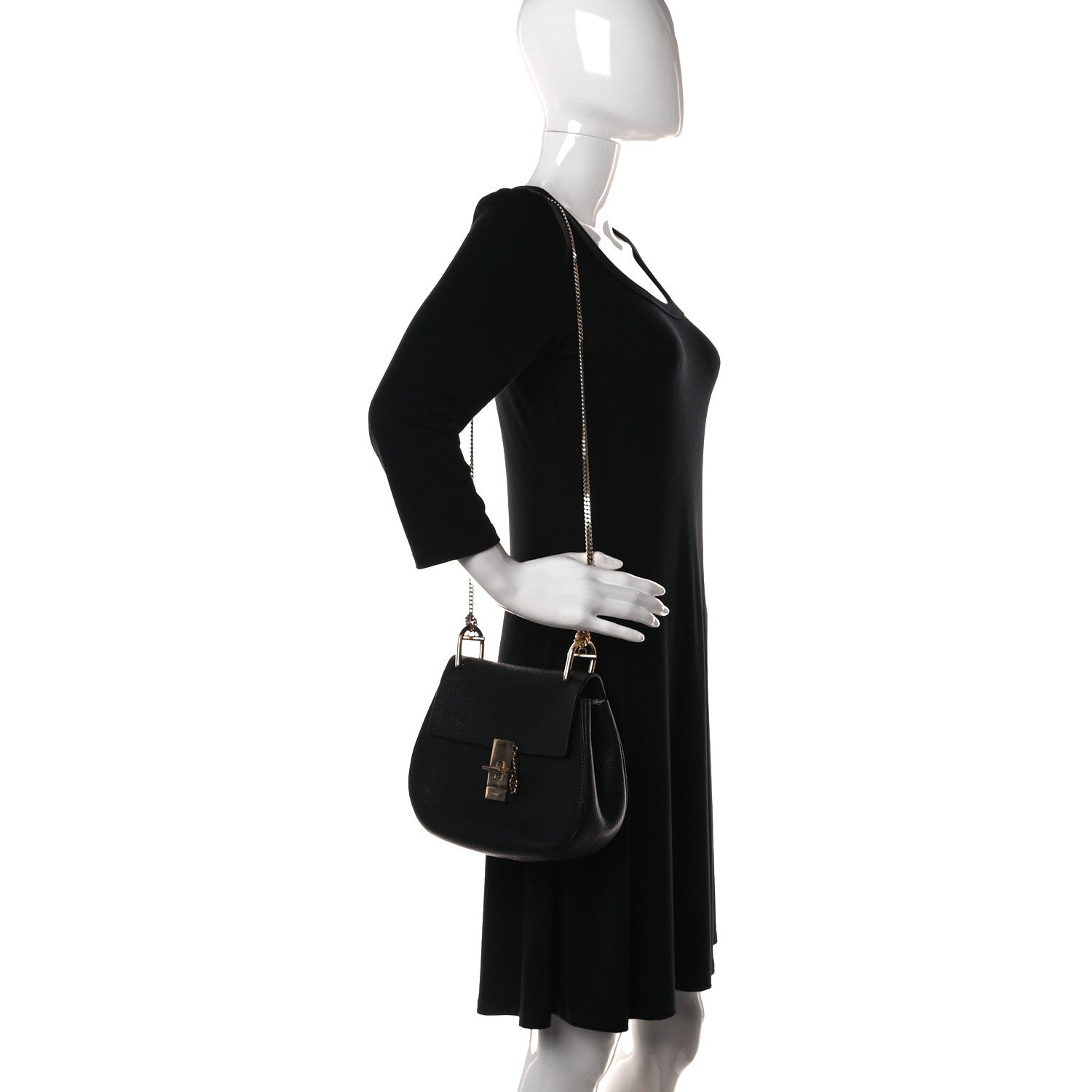 Chloe Grained Lambskin Mini Drew Shoulder Bag Black 2 of 13