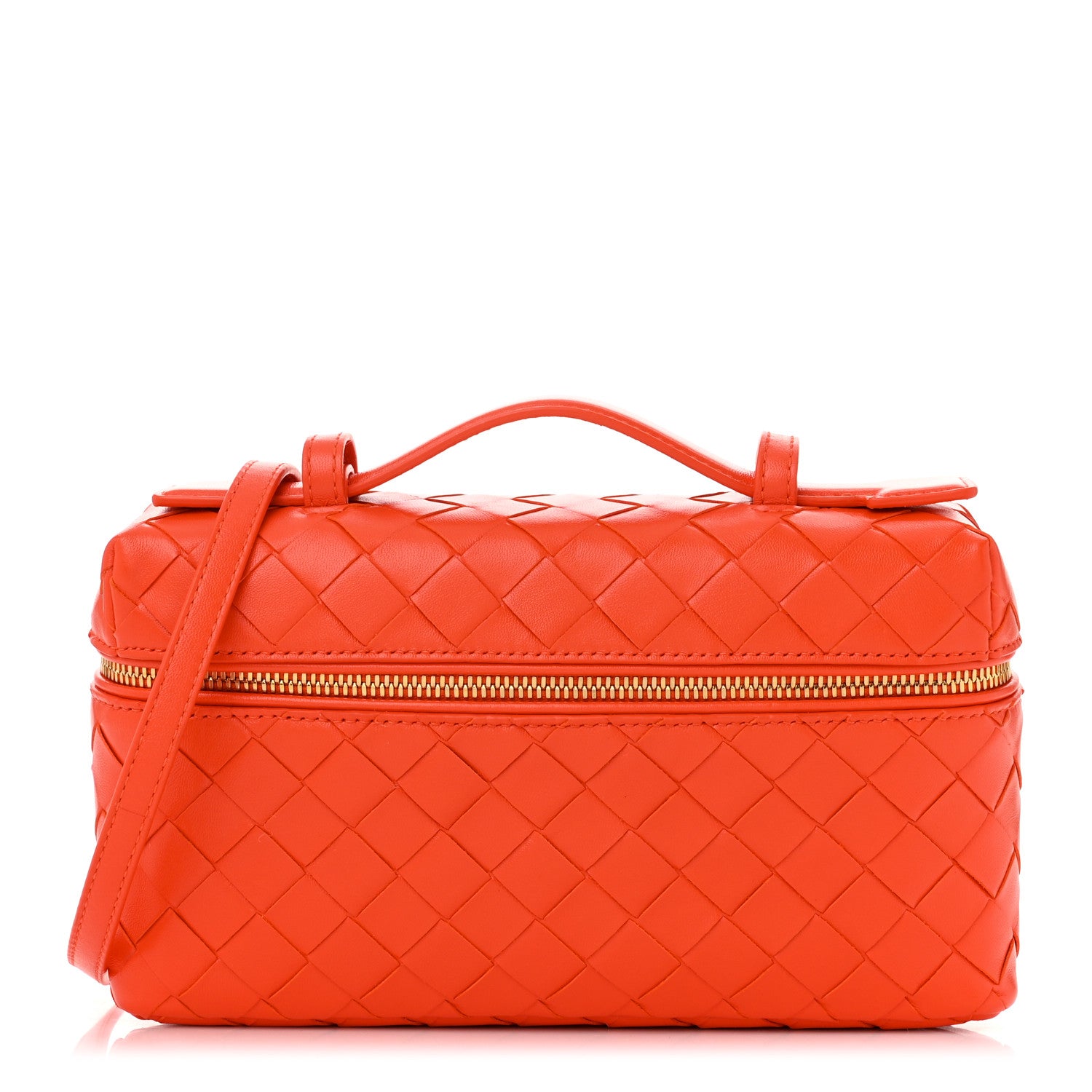 Bottega Veneta Calfskin Intrecciato Bang Bang Vanity Case Orange 1 of 9