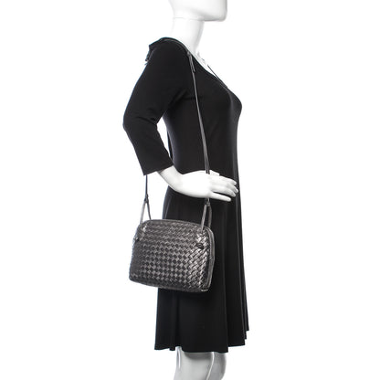 Bottega Veneta Metallic Grosgrain Intrecciato Pillow Crossbody Messenger Argento Ossidato 2 of 9