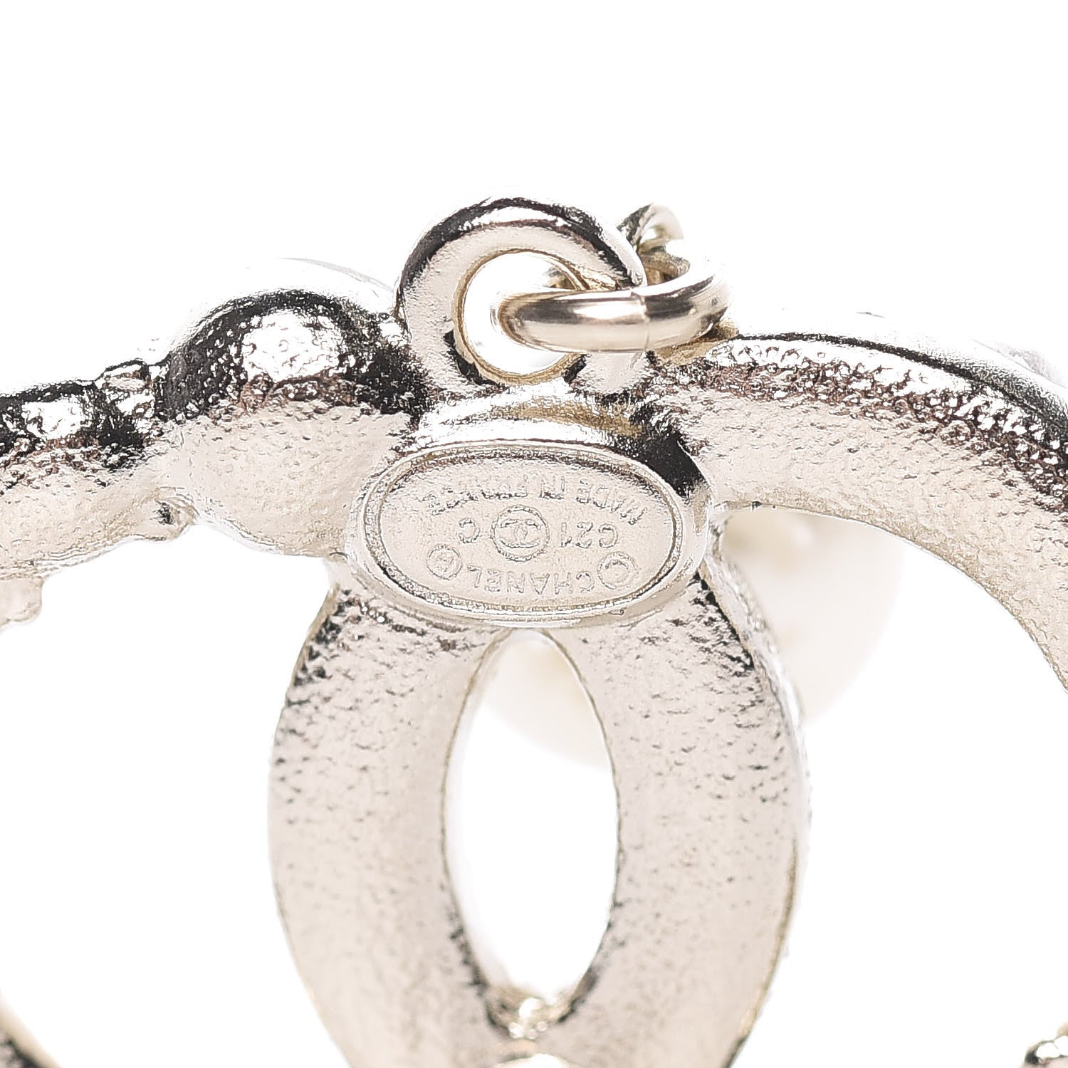 Chanel Pearl Crystal CC Drop Earrings Gold Pearly White 4 of 6