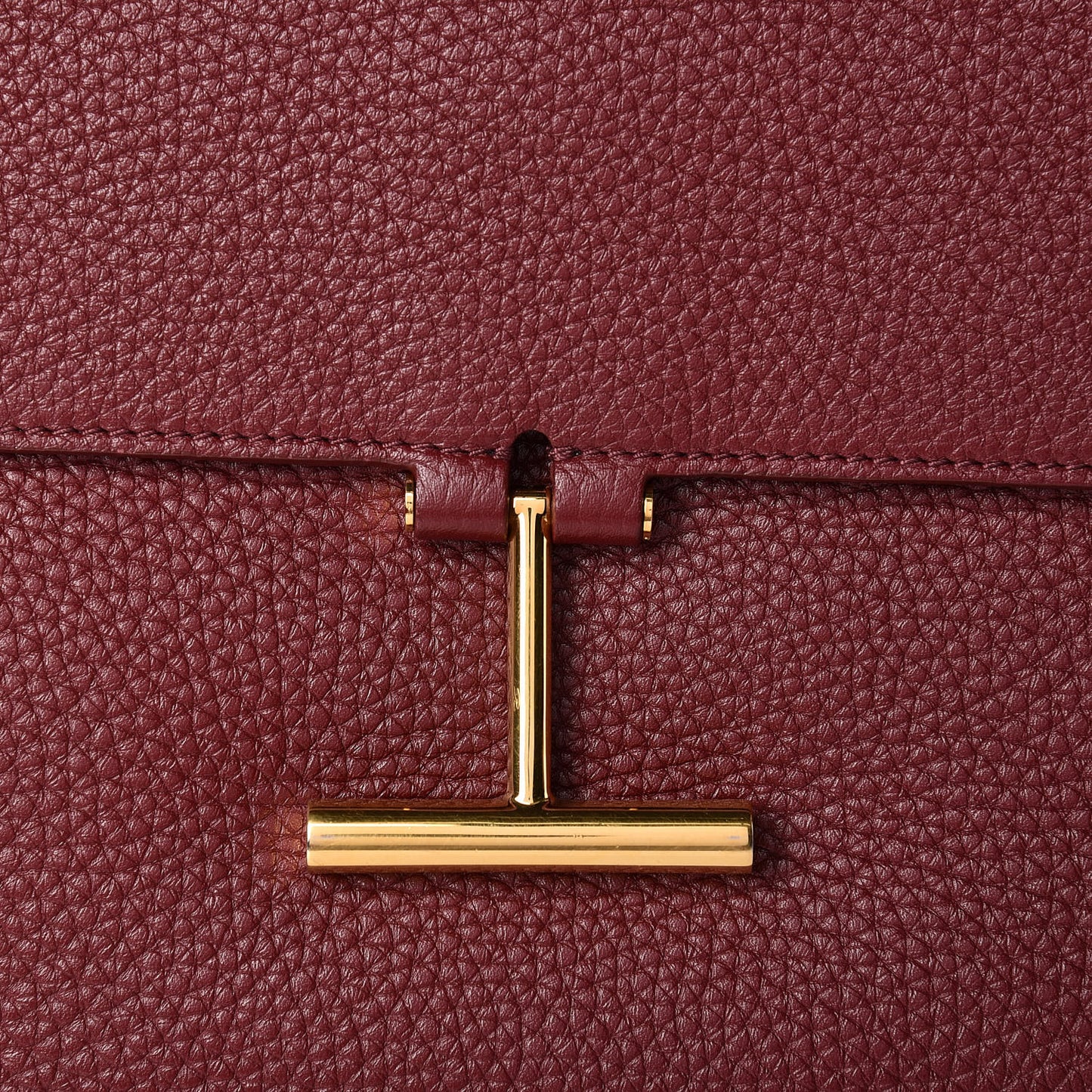 Calfskin Large T Clasp Tara Crossbody Bag Cabernet
