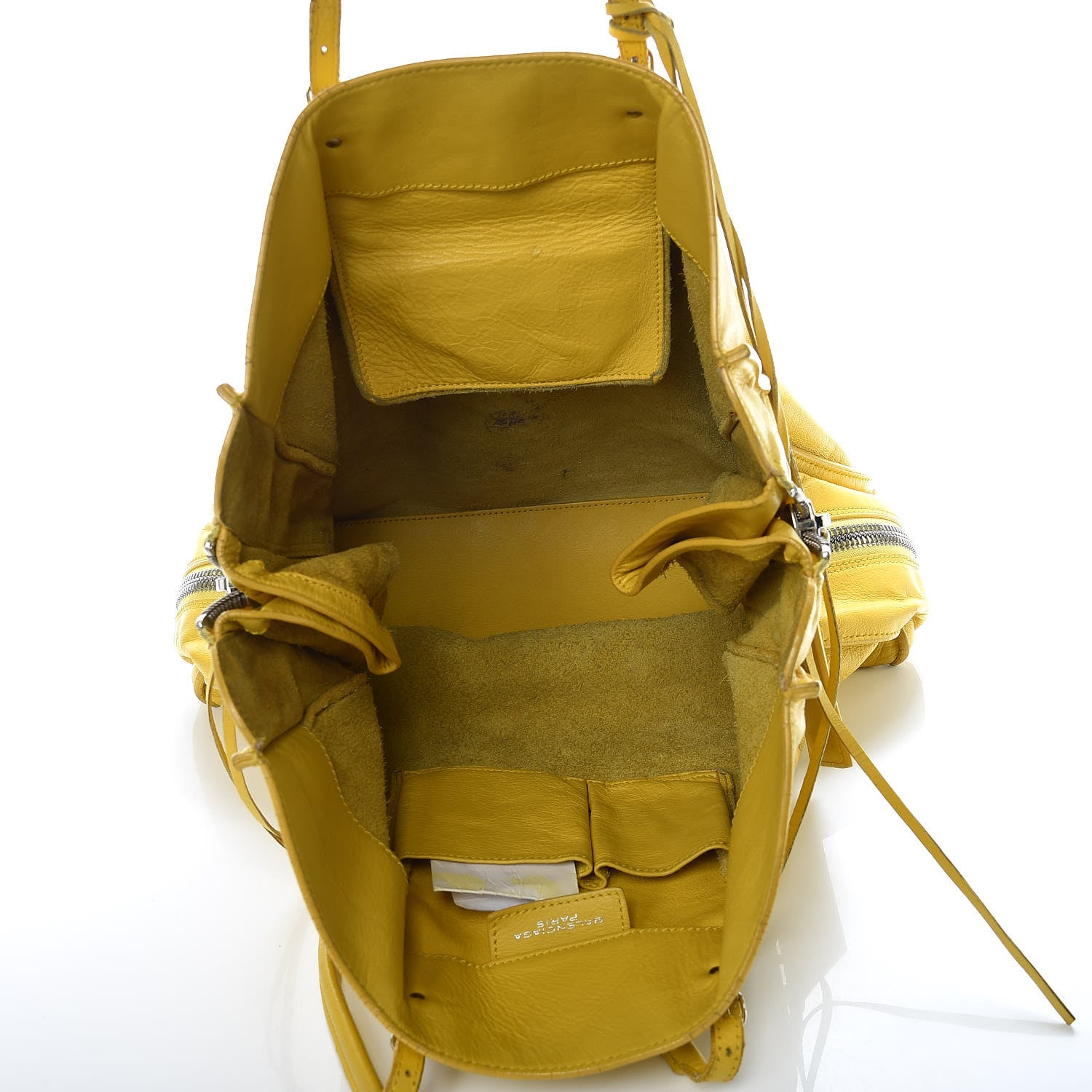 Balenciaga Supple Calfskin Papier Ledger Zip Around Tote Jaune Soleil 5 of 13