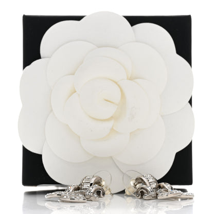 Chanel Crystal CC Drop Earrings Silver 5 of 5