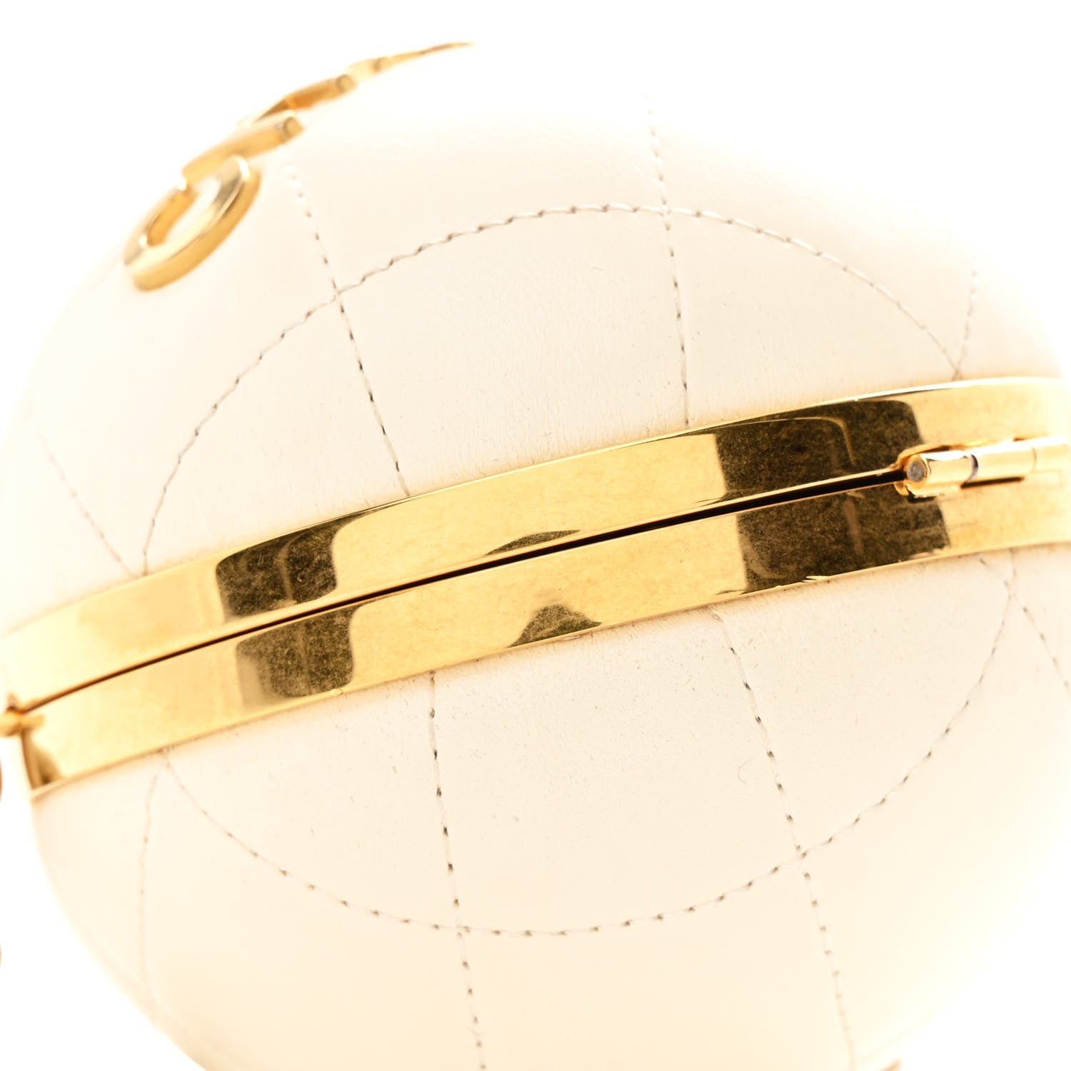 Chanel Lambskin Quilted Sphere Minaudiere Chain Clutch White 8 of 9
