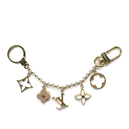 Louis Vuitton Brass Enamel Fleur De Monogram Bag Charm Chain Gold 2 of 3