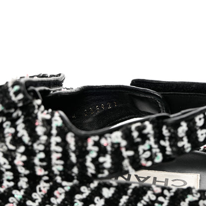 Chanel Tweed Lambskin Dad Sandals 37 Black White 6 of 8