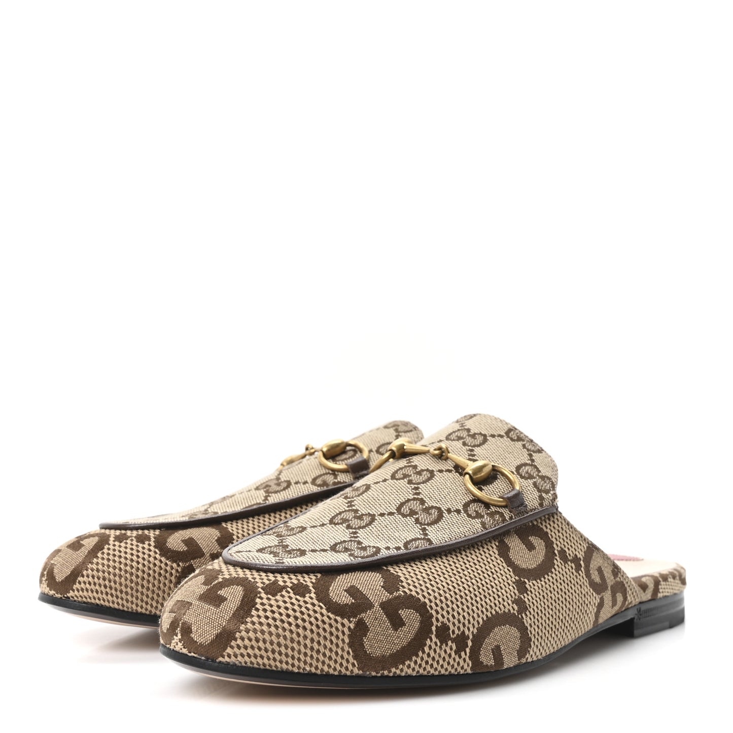 Monogram Jumbo GG Malaga Kid Womens Princetown Slippers 35.5 Camel Ebony New Acero Beige