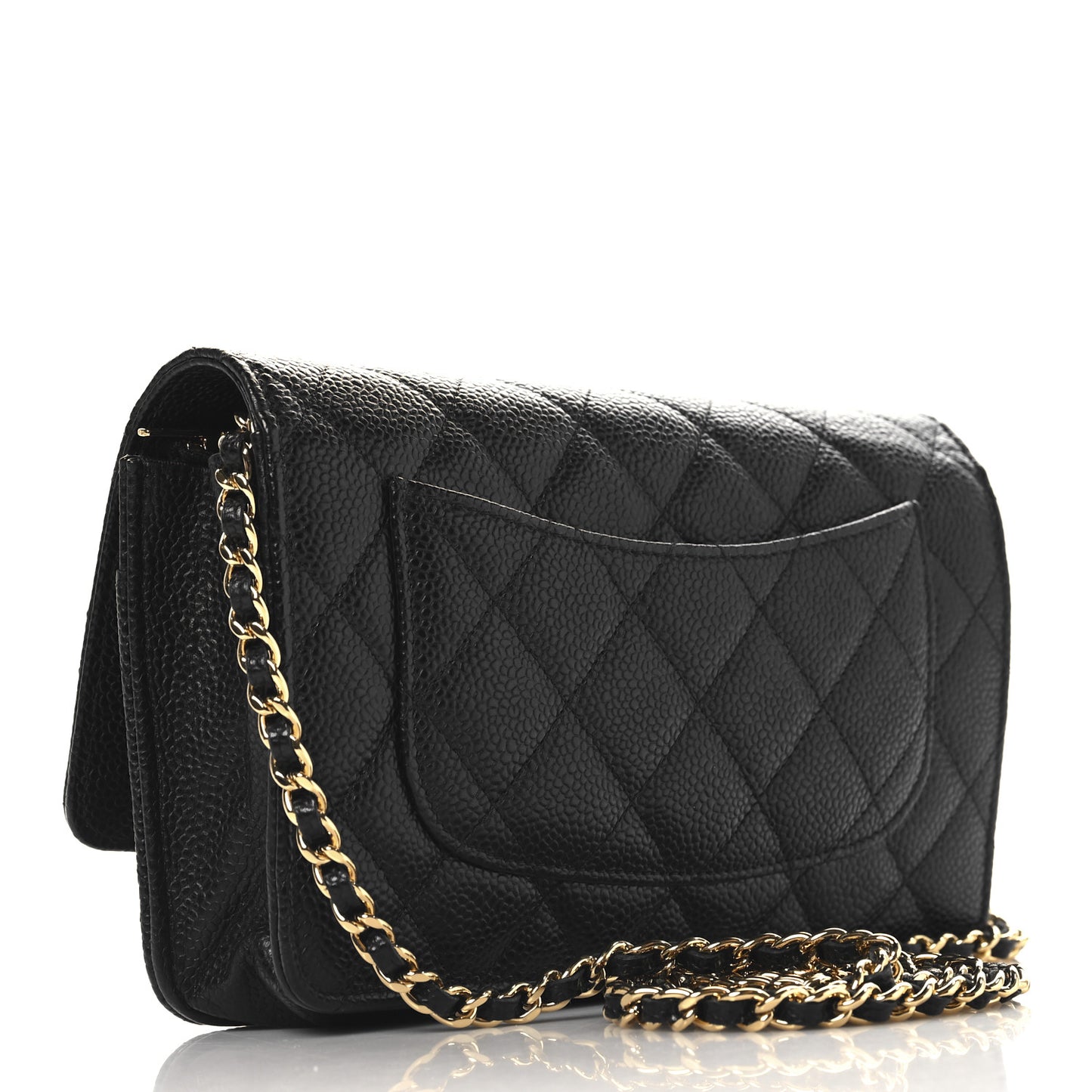 Caviar Quilted Wallet on Chain WOC Black