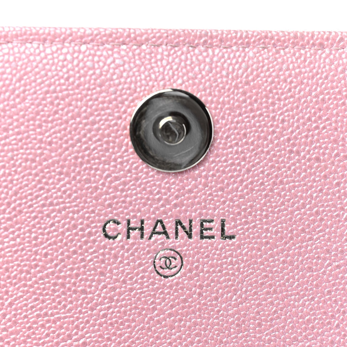 Iridescent Caviar Quilted Square Wallet On Chain WOC Rose Pink