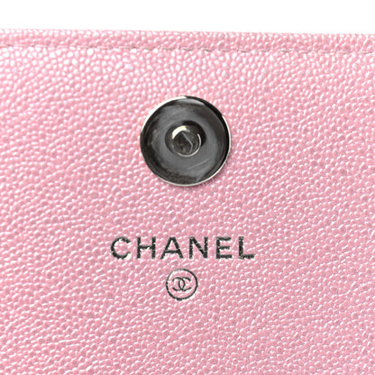 Chanel Iridescent Caviar Quilted Square Wallet On Chain WOC Rose Pink 11 of 19