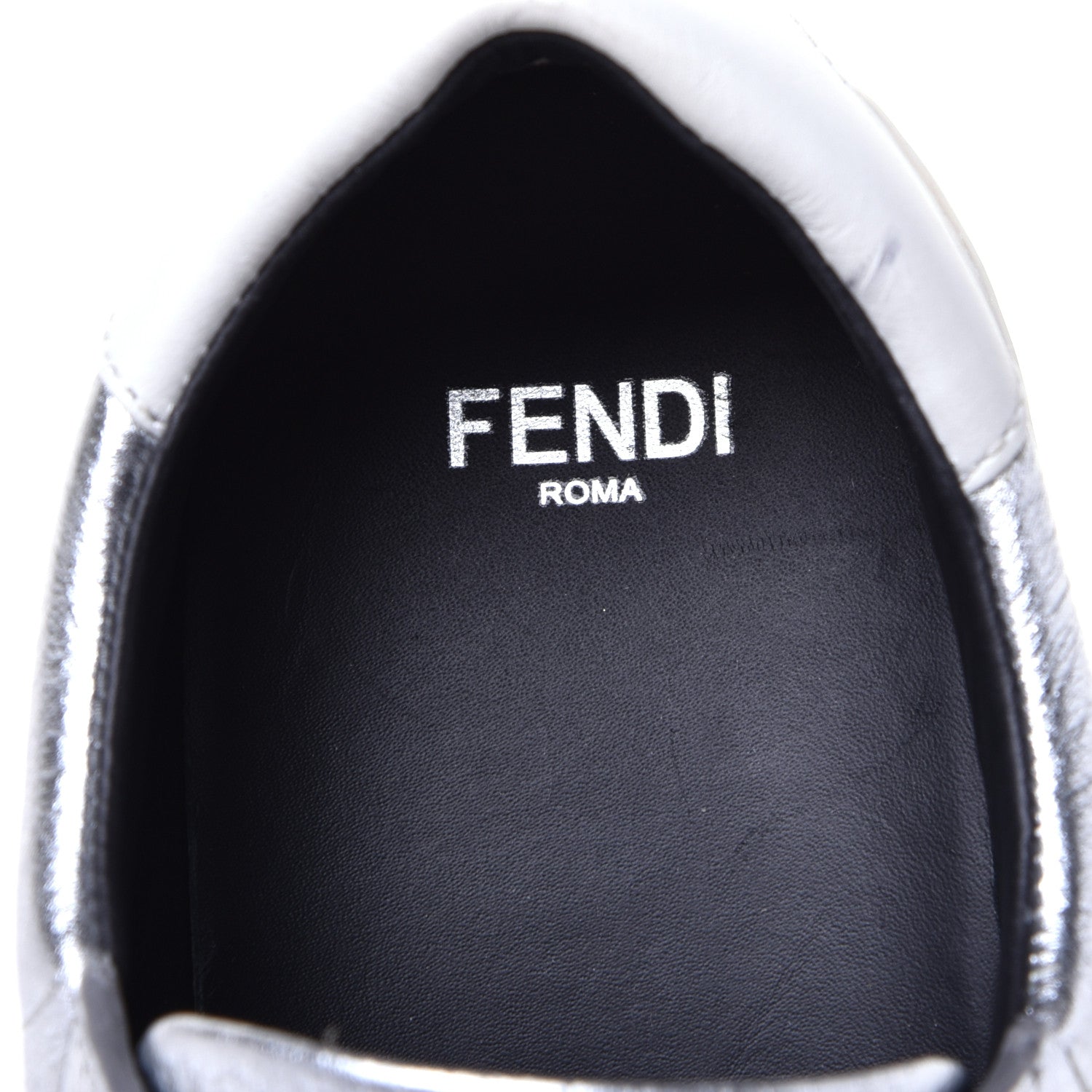 Fendi Metallic Vitello Lurex Rockoclick Slip On Sneakers 35 Silver 6 of 9