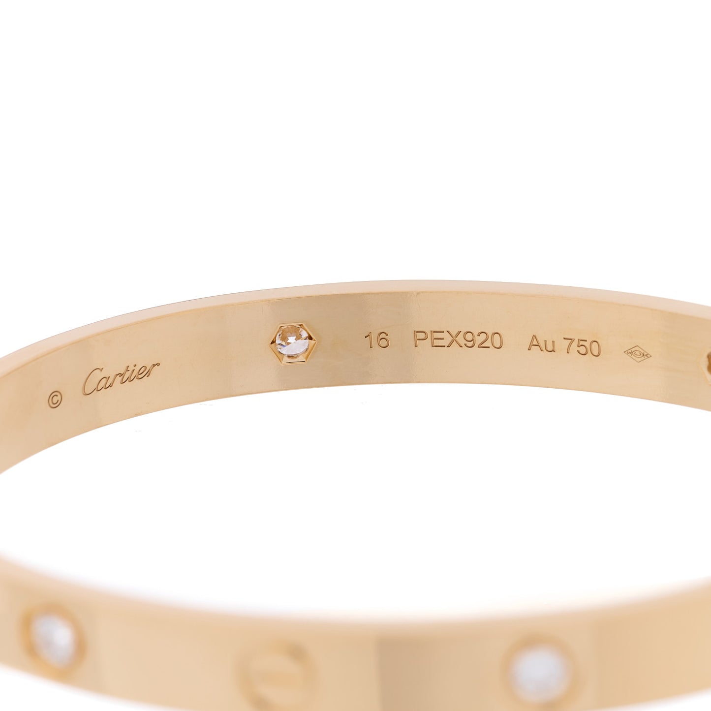 18K Yellow Gold 4 Diamond LOVE Bracelet 16