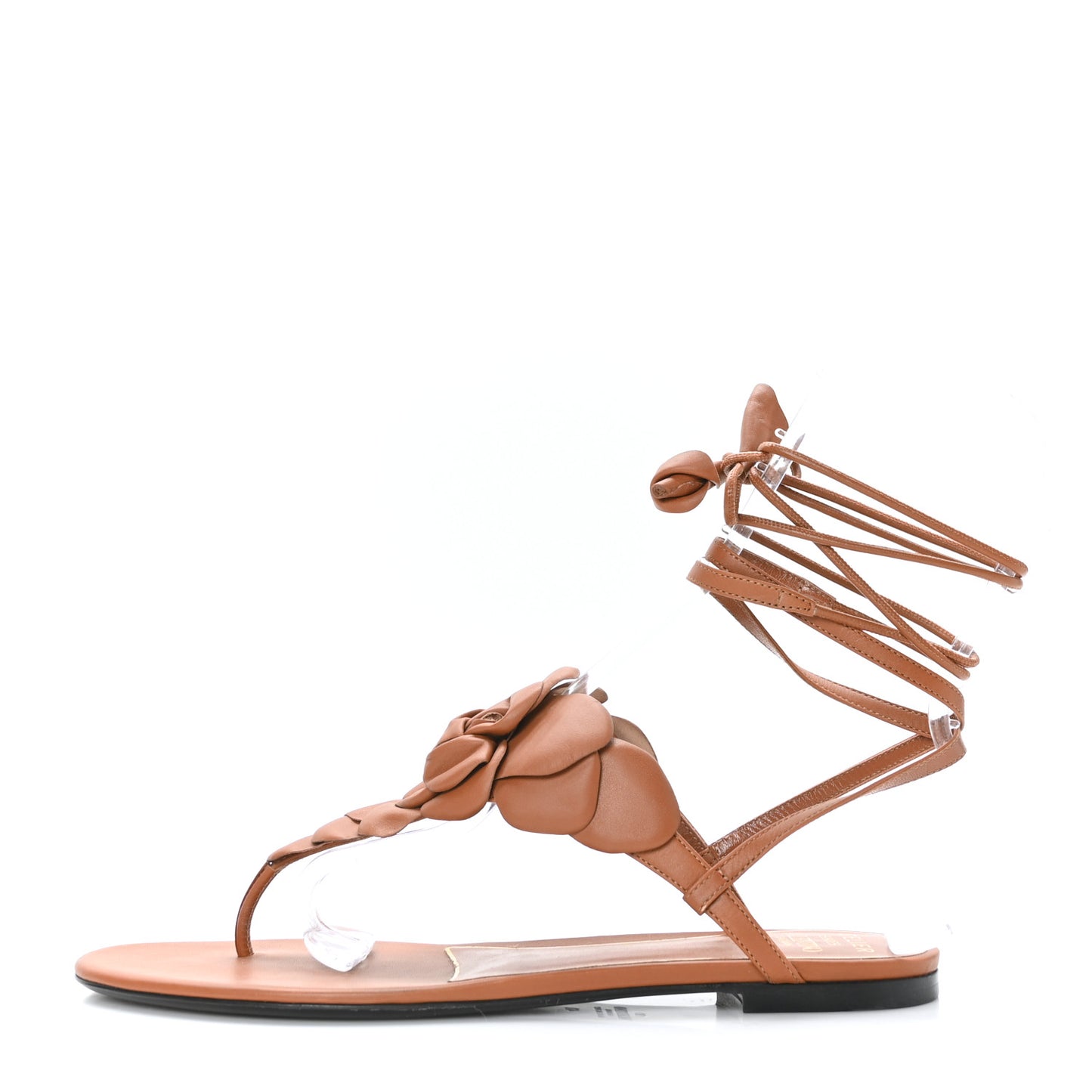 Calfskin Atelier 03 Rose Edition Ankle Tie Thong Sandals 40 Cuoio