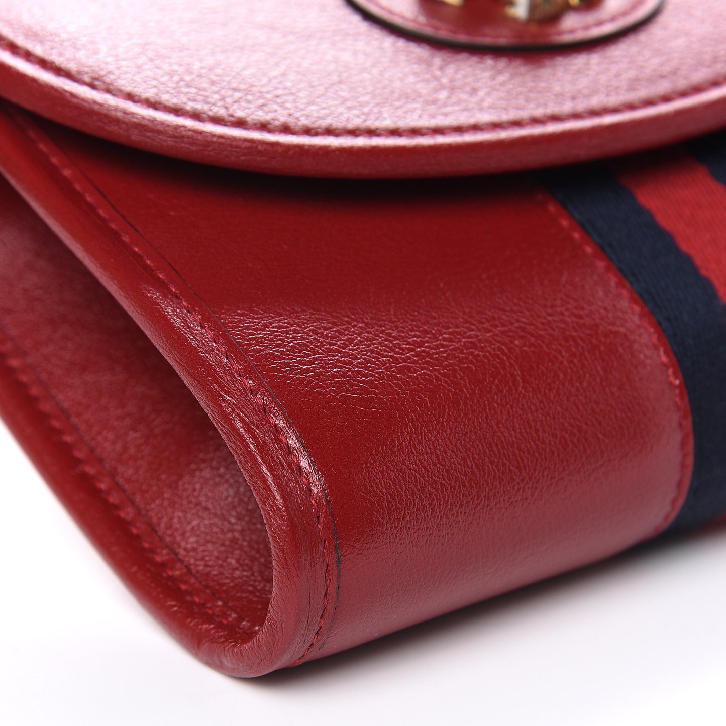 Textured Calfskin Web Mini Rajah Slim Flap Shoulder Bag Romantic Cherry
