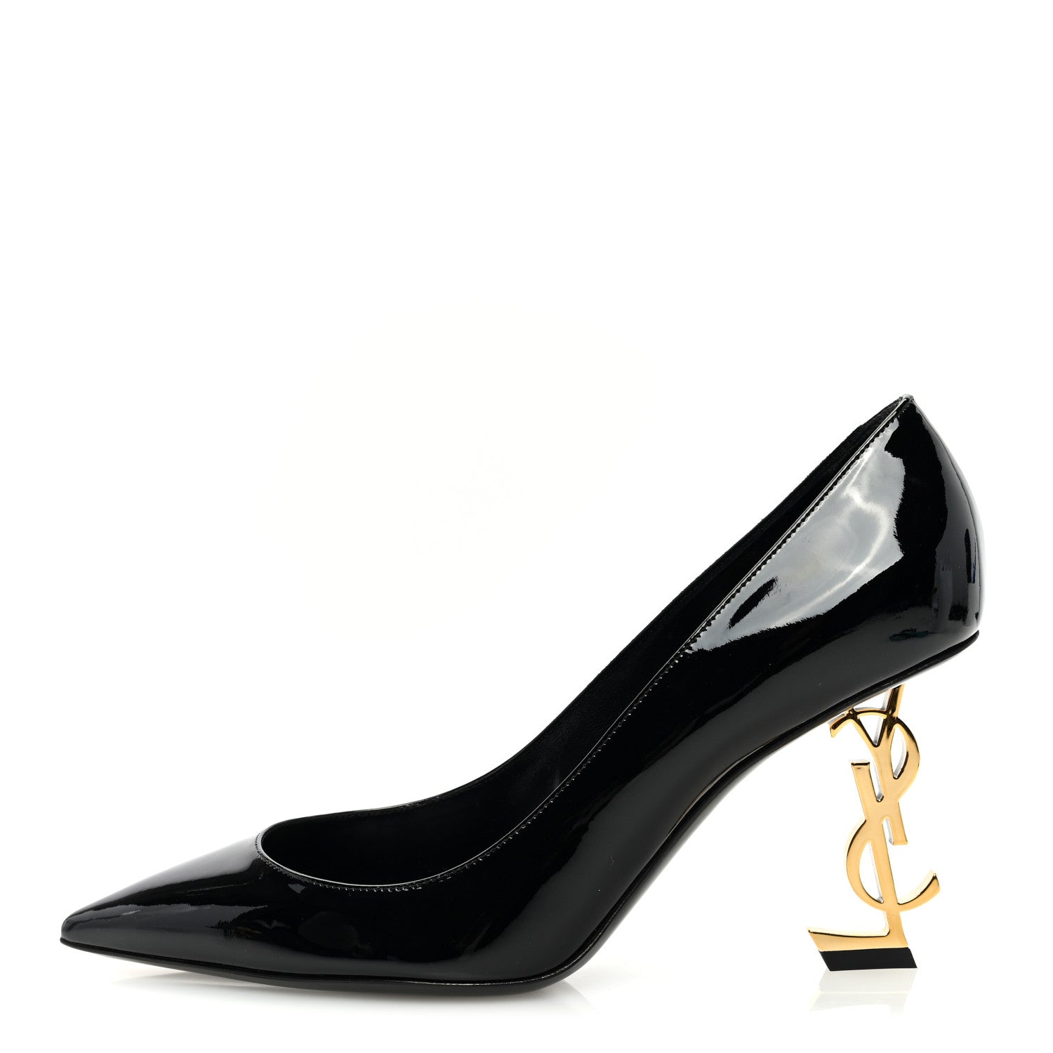 Saint Laurent Patent Calfskin Opyum 85 Pumps 38 Black Gold 1 of 7