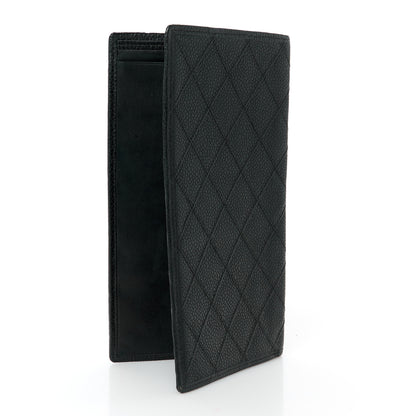 Chanel Caviar Diamond Stitched Check Book Wallet Black 3 of 10