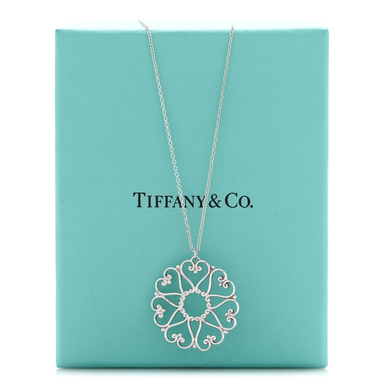 Tiffany Sterling Silver Paloma Picasso Hearts Medallion Pendant Necklace 5 of 5