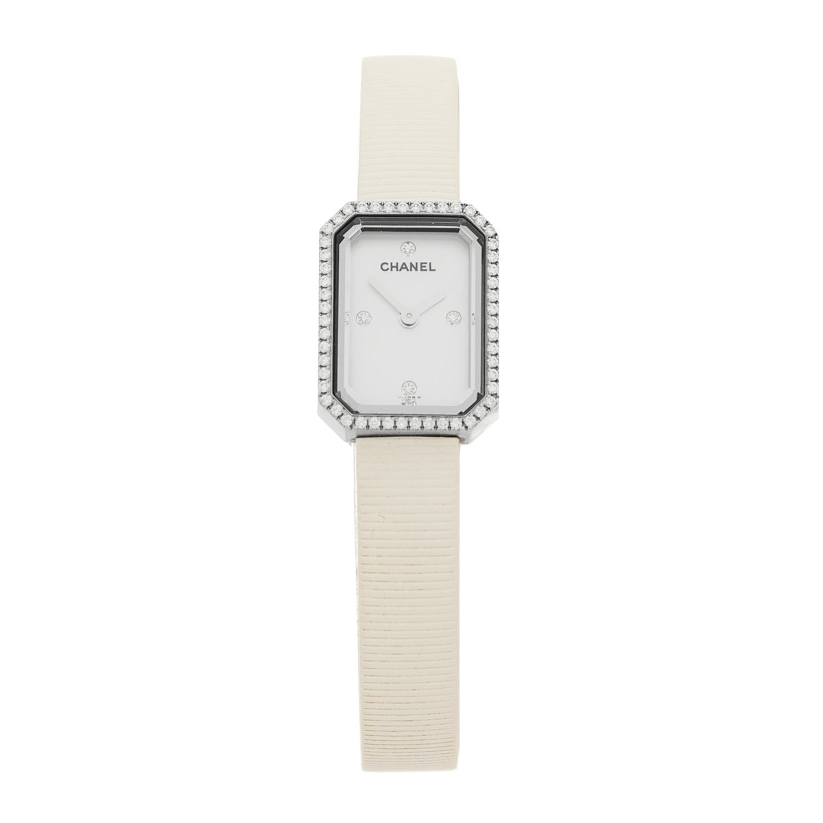 Chanel Stainless Steel Rubber Diamond Bezel Mother of Pearl 16mm Premiere Quartz Watch 1 of 4