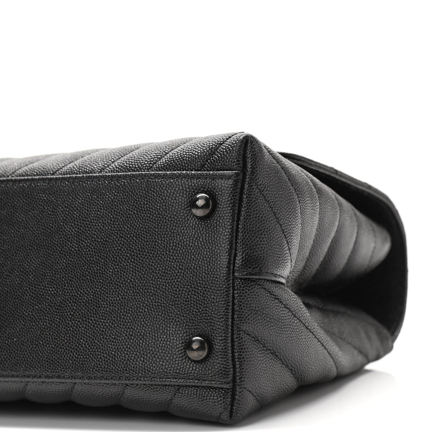 Caviar Chevron Quilted Small Coco Handle Flap So Black
