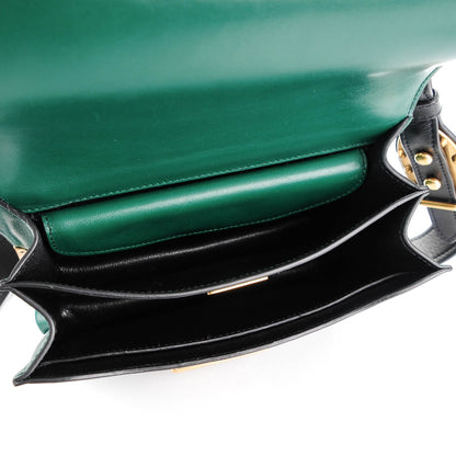 Prada City Calf Saffiano Cahier Bag Billiard Green Black 5 of 7