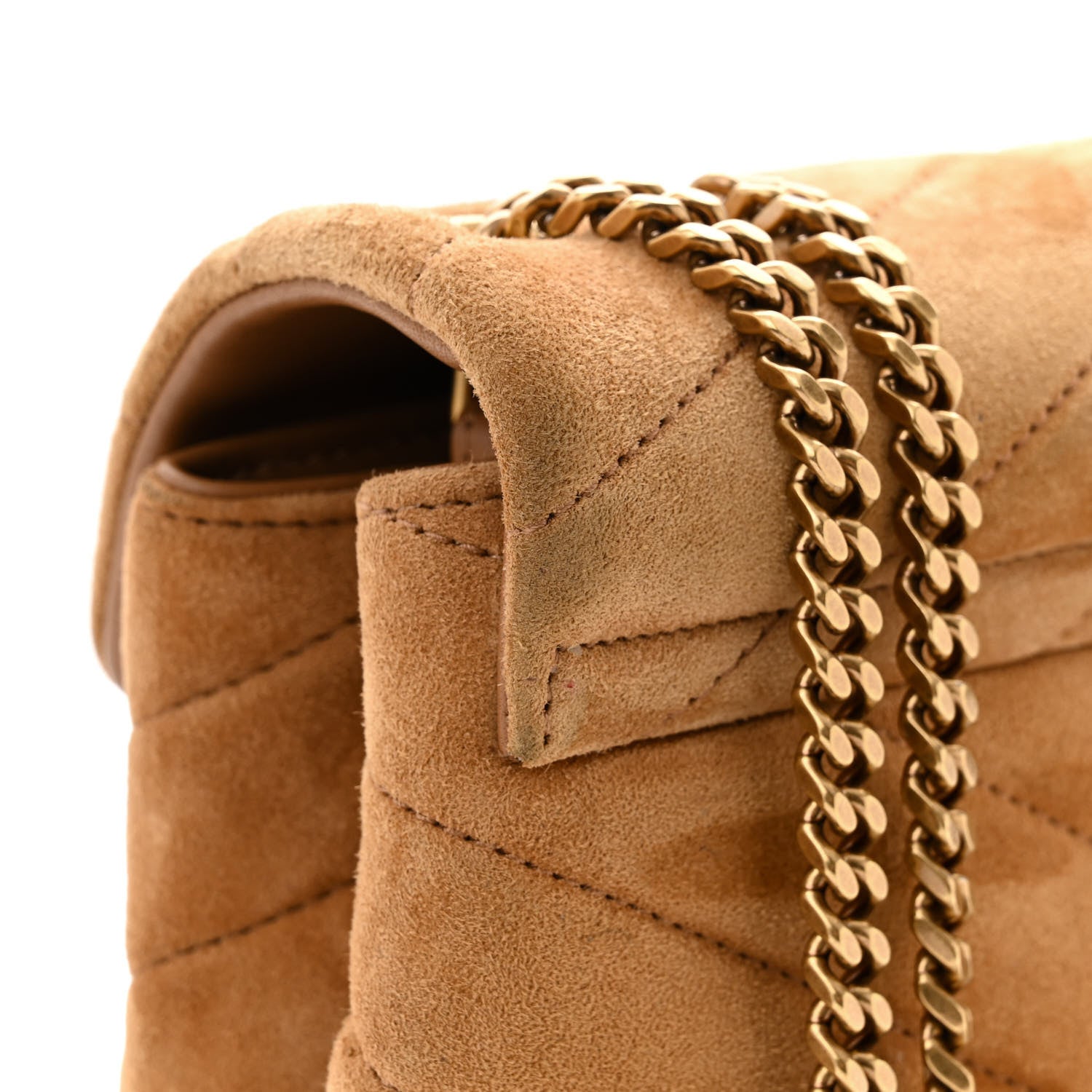Saint Laurent Suede Calfskin Y Quilted Monogram Small Loulou Chain Satchel Cinnamon 11 of 12