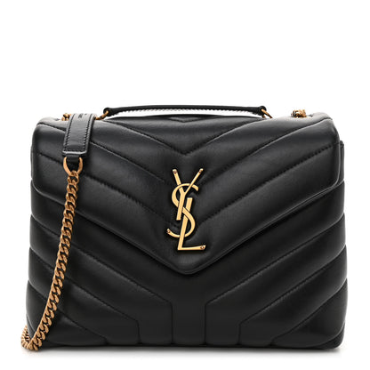 Saint Laurent Calfskin Y Quilted Monogram Small Loulou Chain Satchel Black 1 of 9