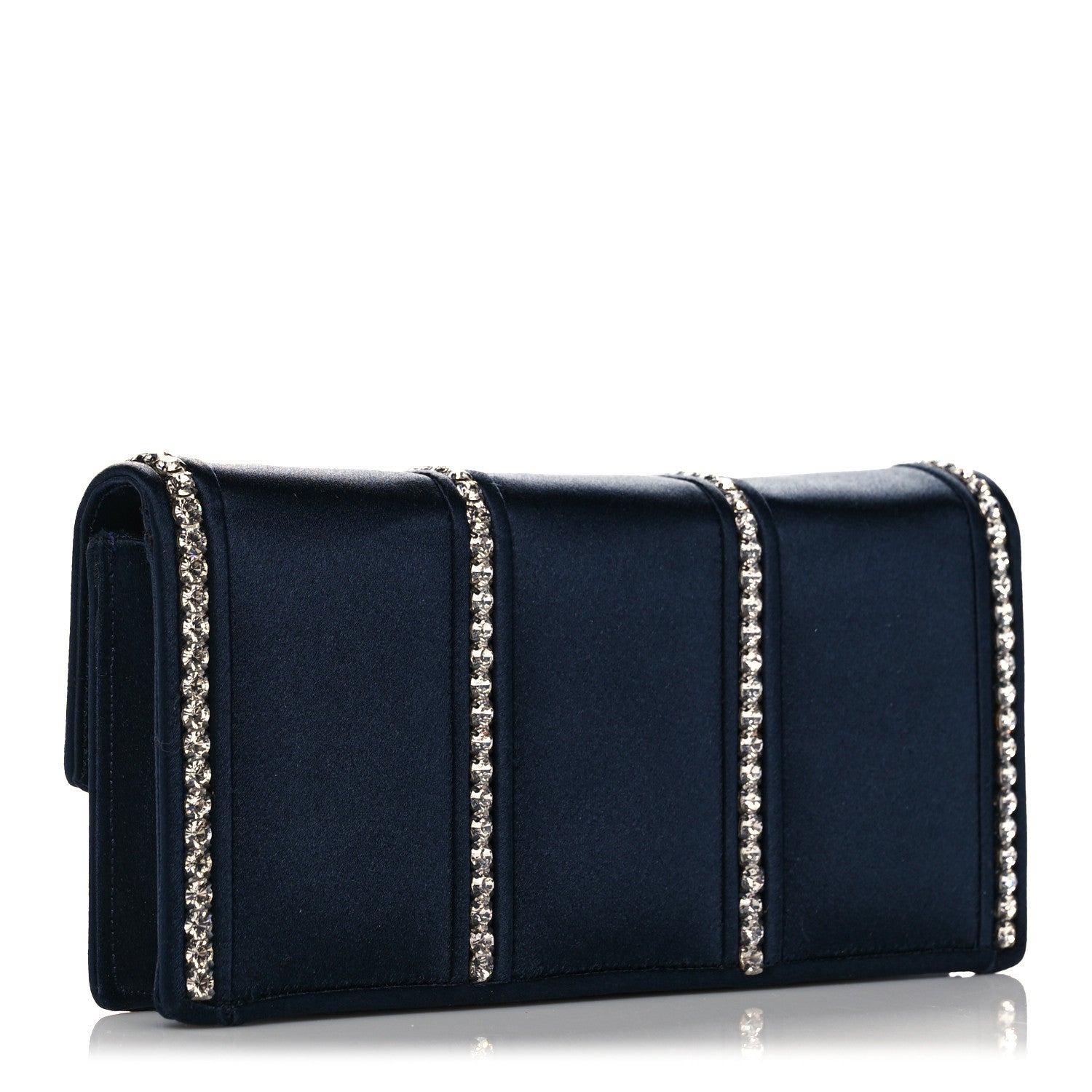 Judith Leiber Crystal Satin Clutch Navy Blue 2 of 9