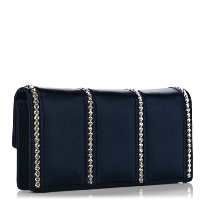 Judith Leiber Crystal Satin Clutch Navy Blue 2 of 9