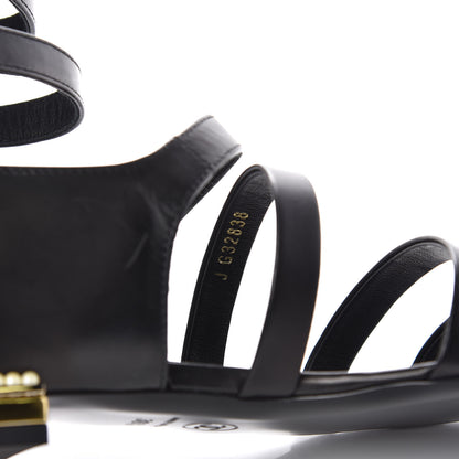Chanel Calfskin Pearl Gladiator Sandals 36.5 Black 7 of 8