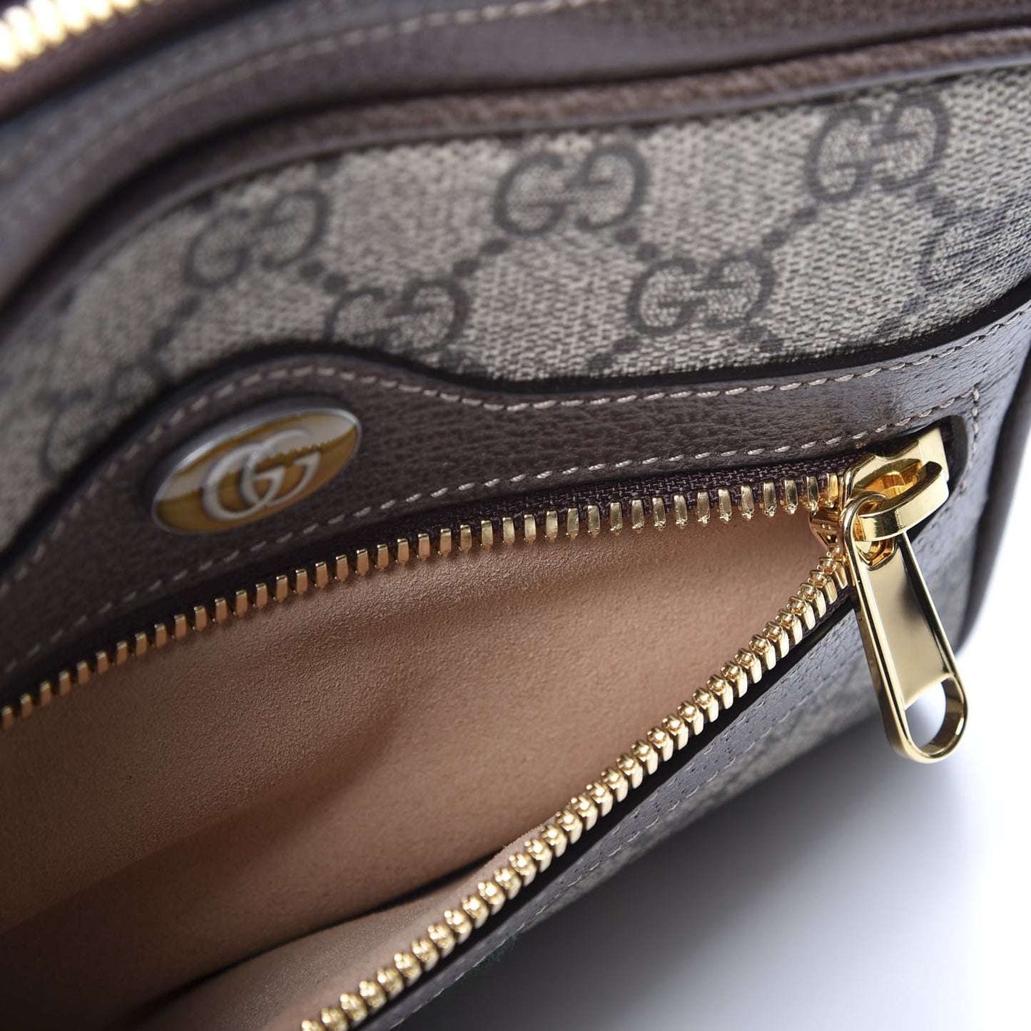 GG Supreme Monogram Web Small Ophidia Belt Bag 85 34 Dark Brown