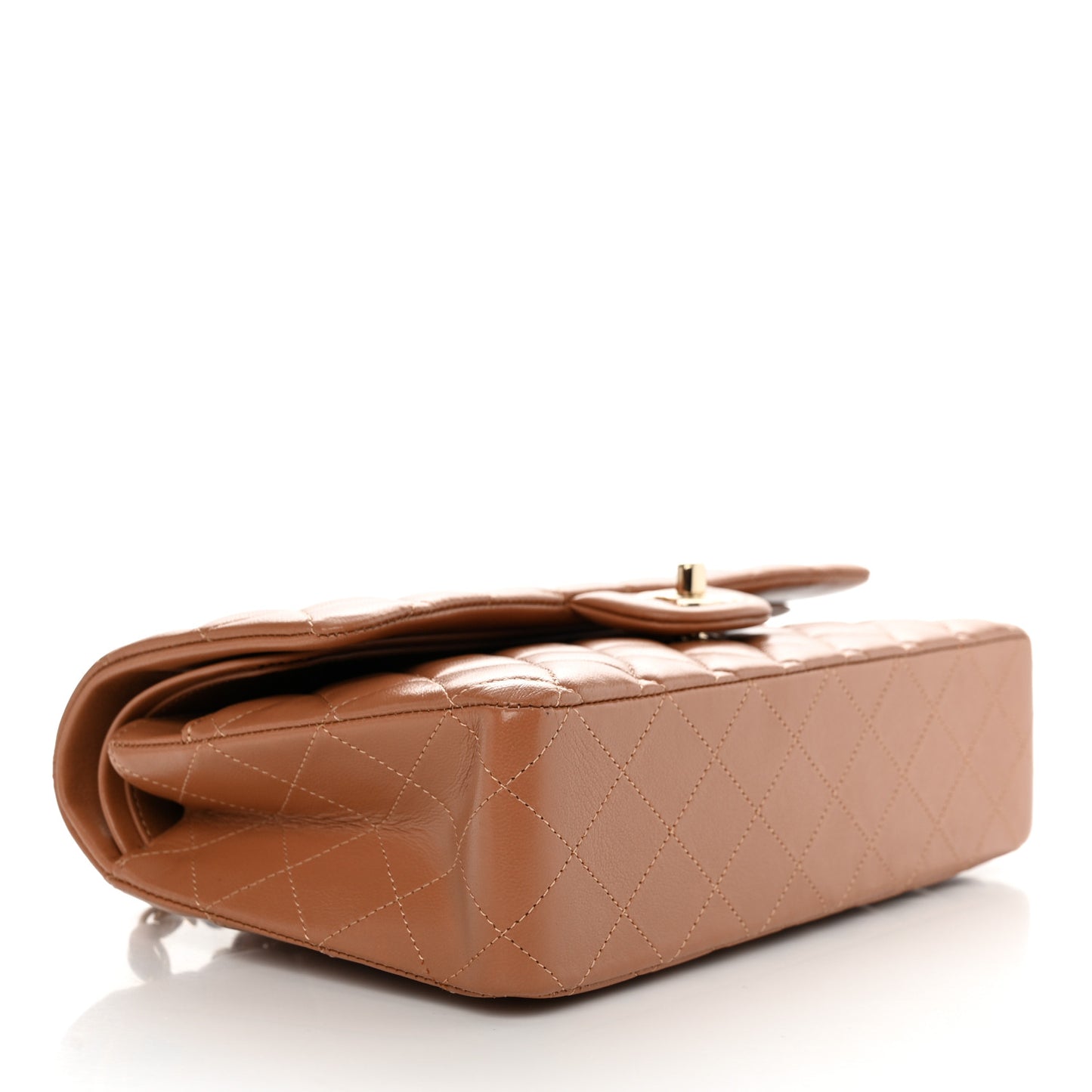 Lambskin Quilted Medium Double Flap Brown