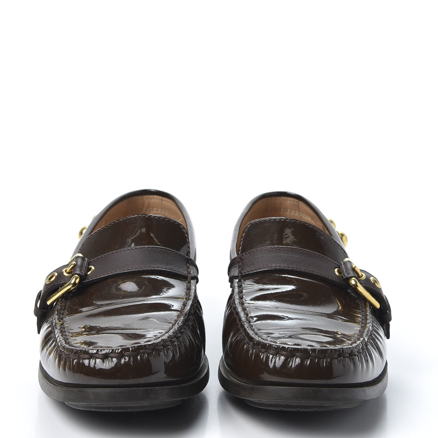 Louis Vuitton Monogram Patent Loafers 37.5 Brown 3 of 10